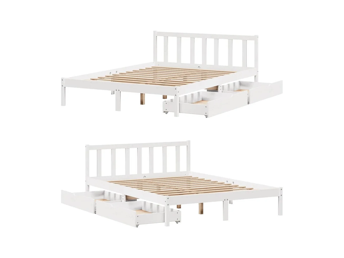 Letto senza Materasso Bianco 140x190 cm Legno Massello di Pino