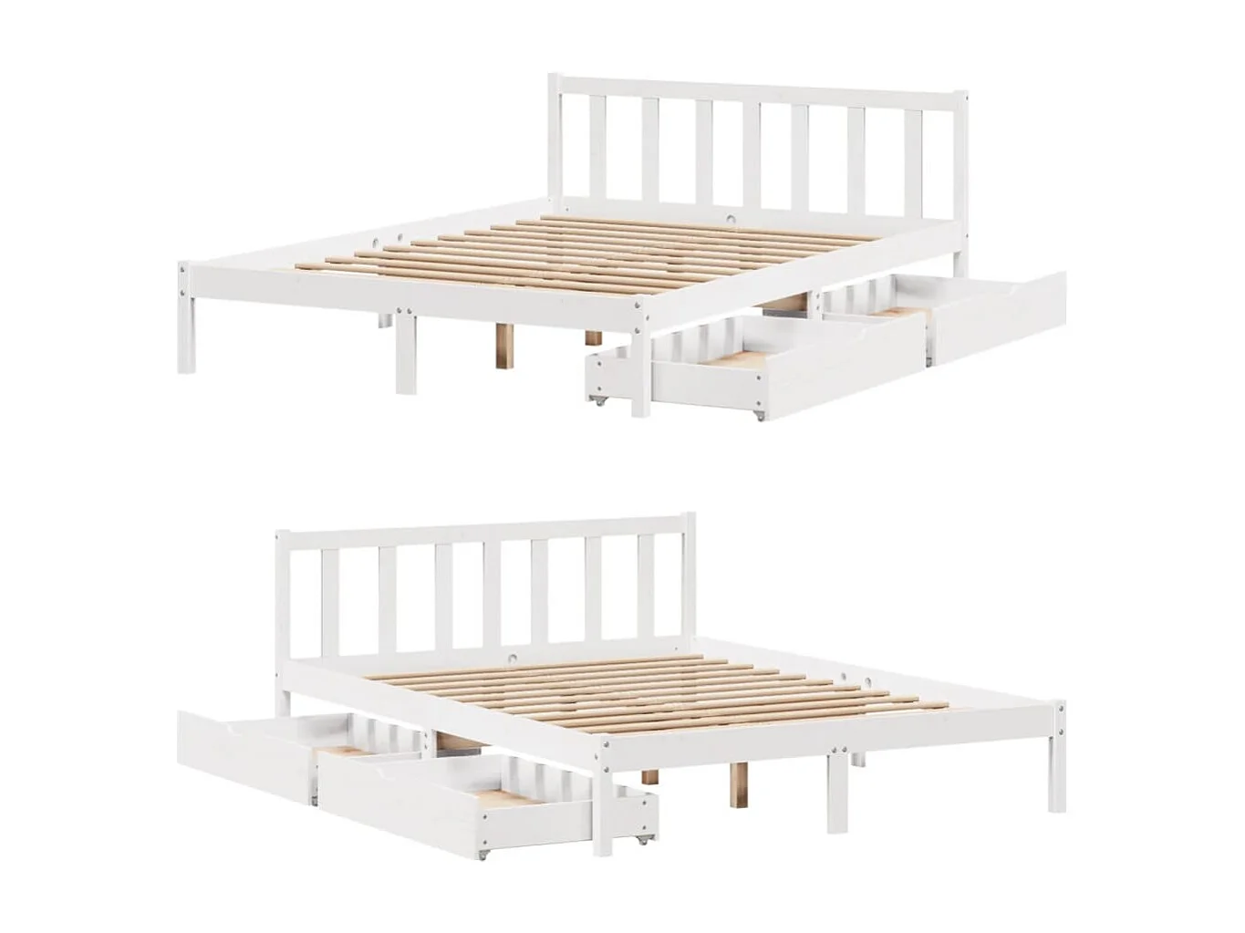 Letto senza Materasso Bianco 140x190 cm Legno Massello di Pino