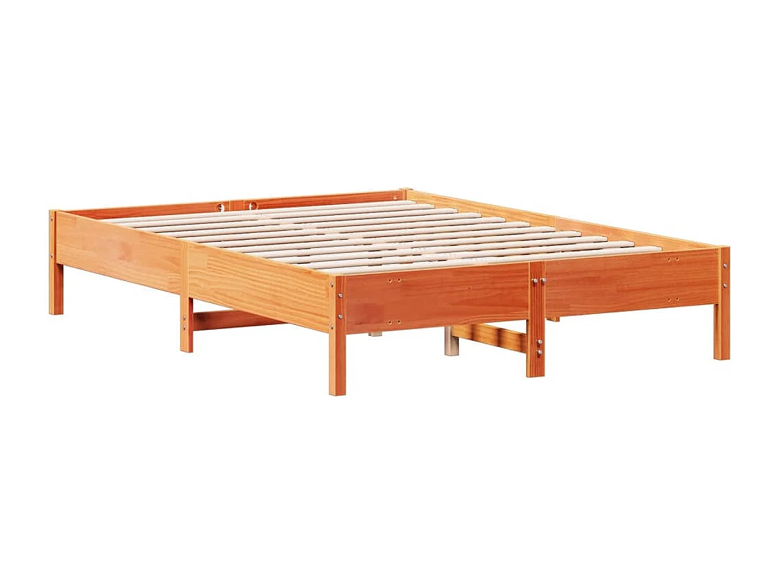 Cadre de lit sans matelas cire marron 140x200cm bois pin massif