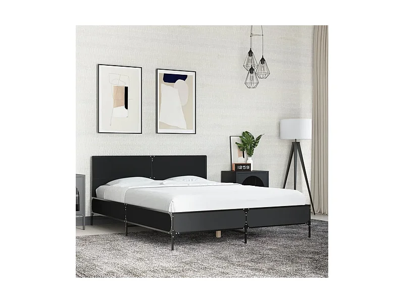 Cadre de lit sans matelas noir 135x190 cm