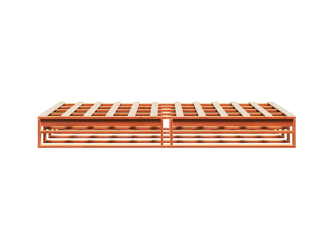 Cama sin colchón madera maciza de pino marrón cera 160x200 cm