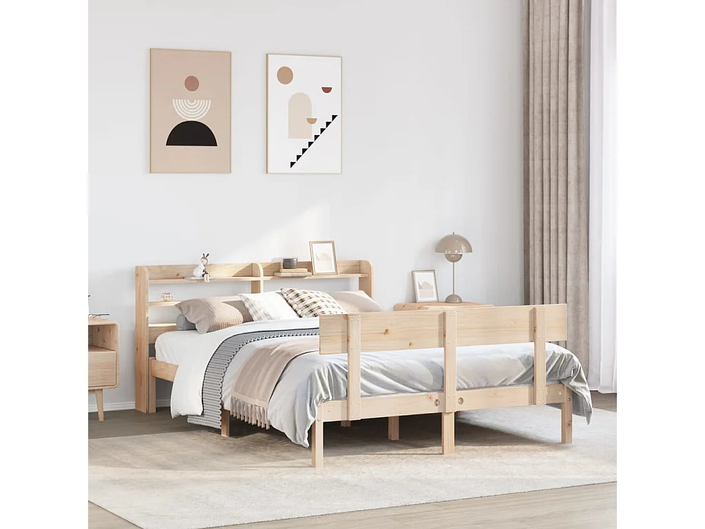 Letto senza Materasso 140x190 cm in Legno Massello di Pino