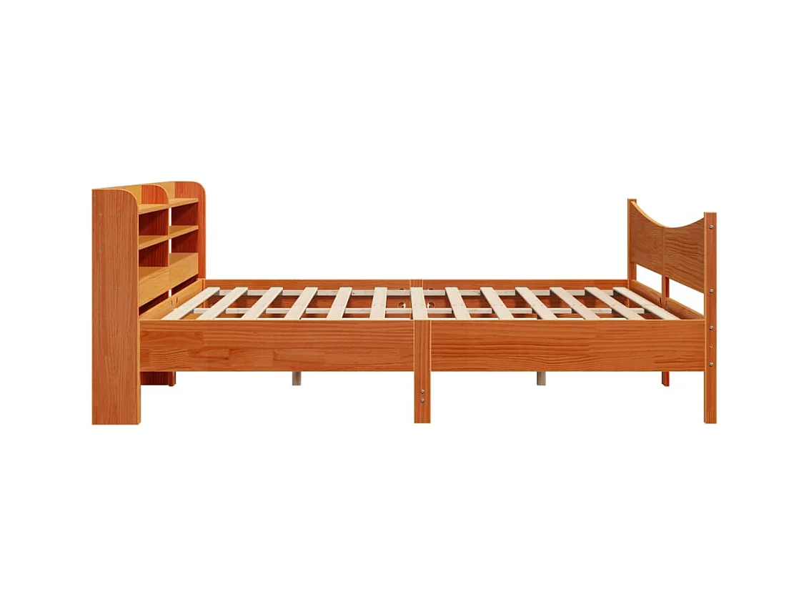 Cadre de lit et tête de lit cire marron 200x200 cm bois de pin