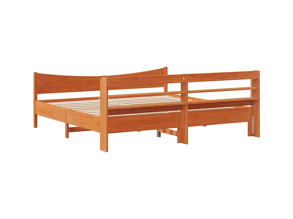 Cadre de lit et tête de lit cire marron 200x200 cm bois de pin