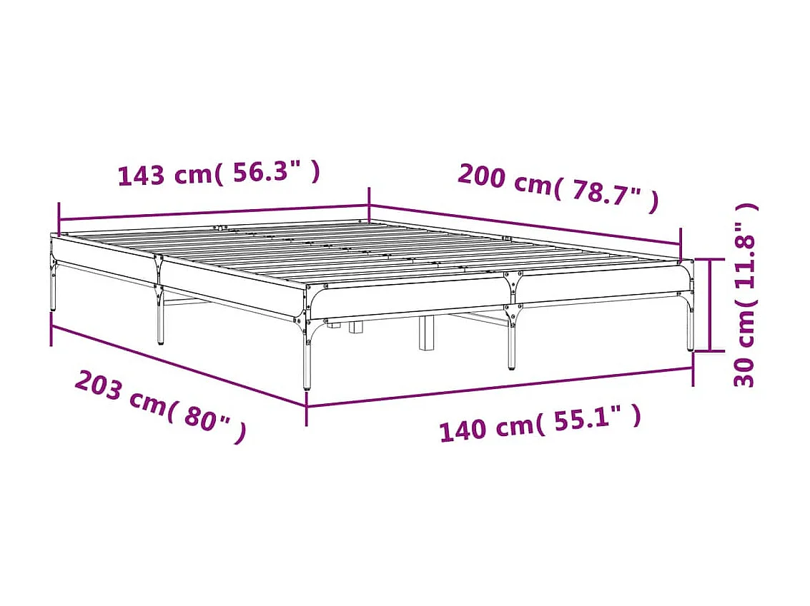 Cadre de lit sans matelas chêne sonoma 140x200 cm
