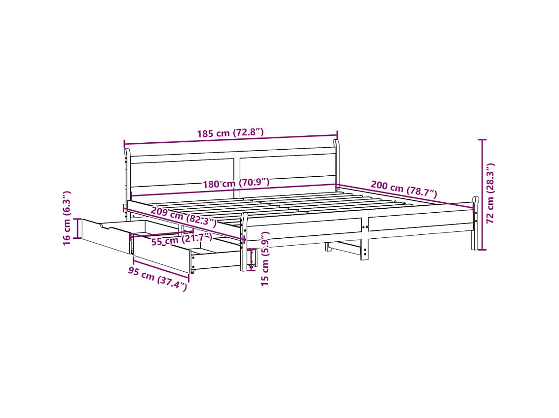 Massivholzbett ohne Matratze Weiß 75x190 cm Kiefernholz