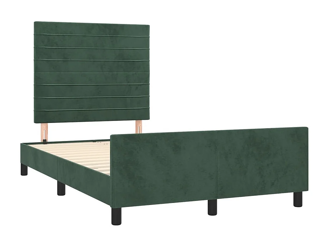 Cadre de lit sans matelas vert foncé 120x190 cm velours