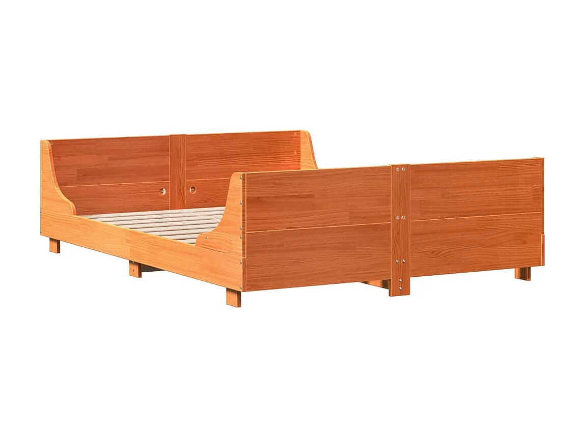 Cadre de lit sans matelas cire marron 140x200cm bois pin massif