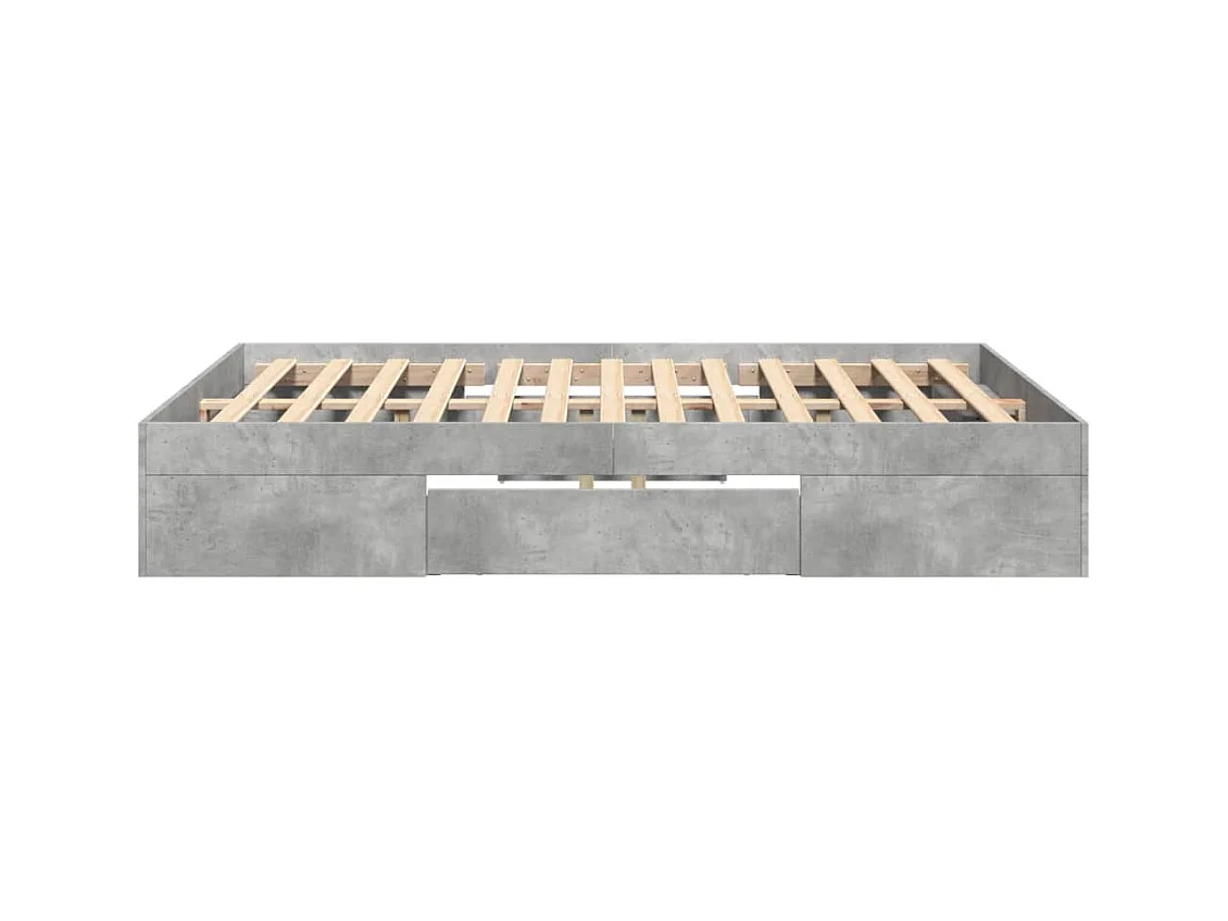 Cadre de lit sans matelas gris béton 140x190 cm bois ingénierie