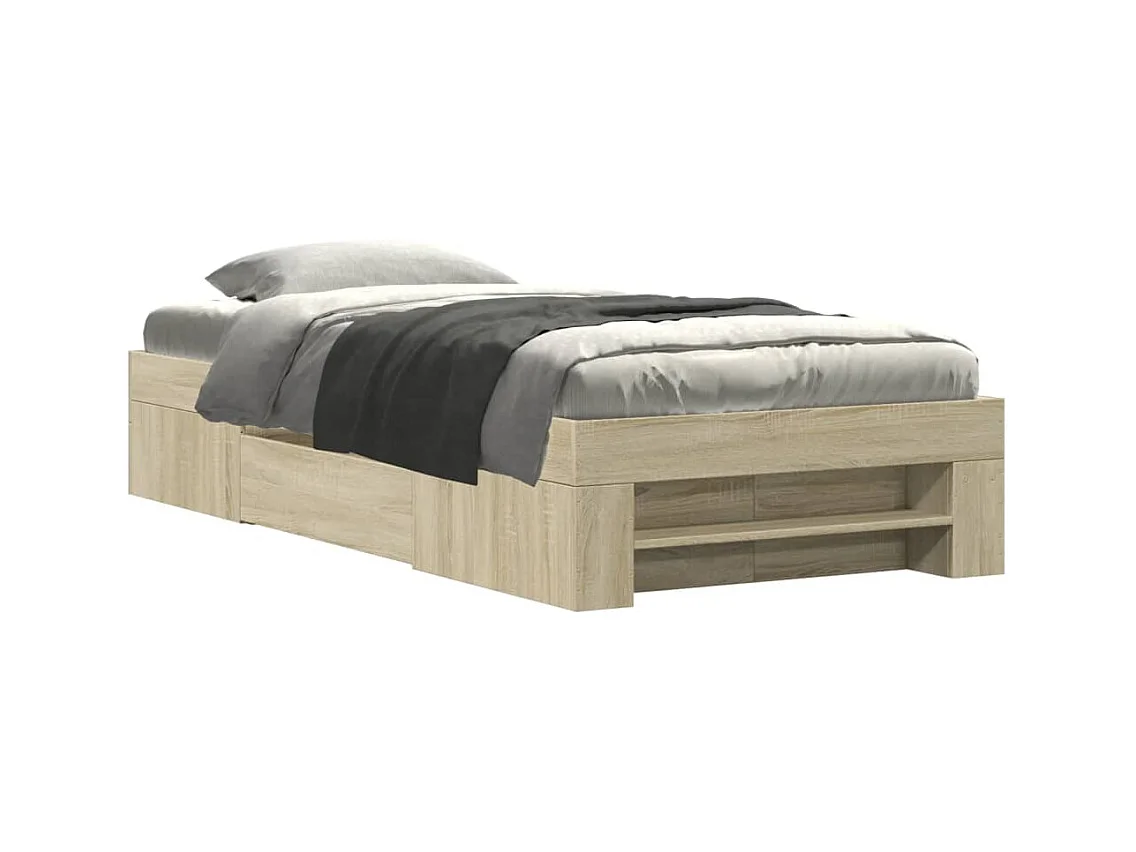 Cadre de lit sans matelas chêne sonoma 90x190 cm