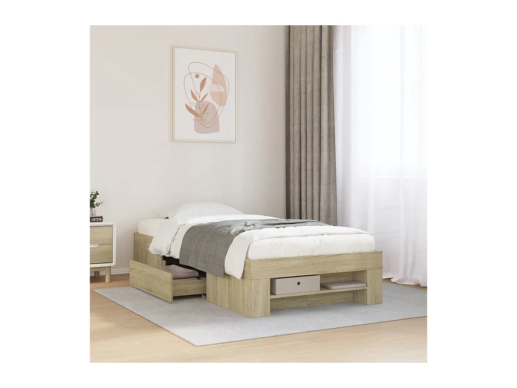 Giroletto senza Materasso Rovere Sonoma 90x190 cm in Truciolato