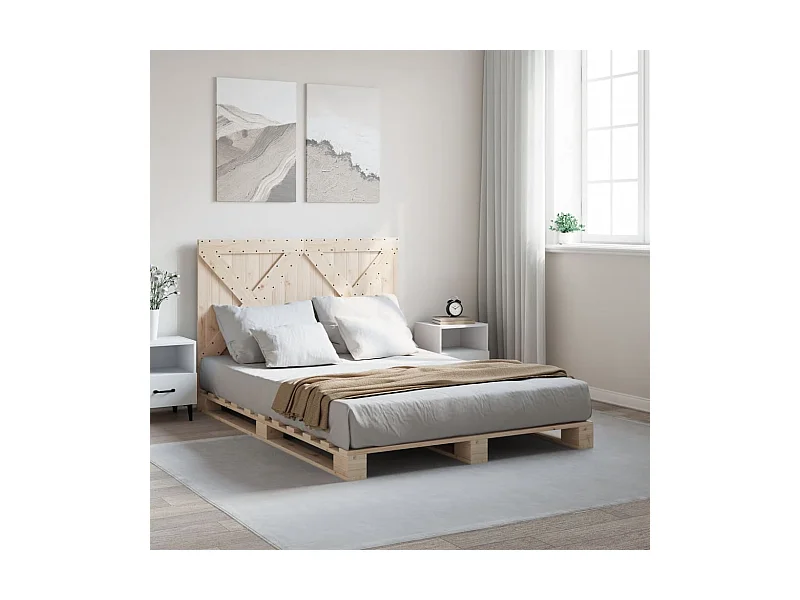 Massivholzbett mit Kopfteil 160x200 cm Kiefer