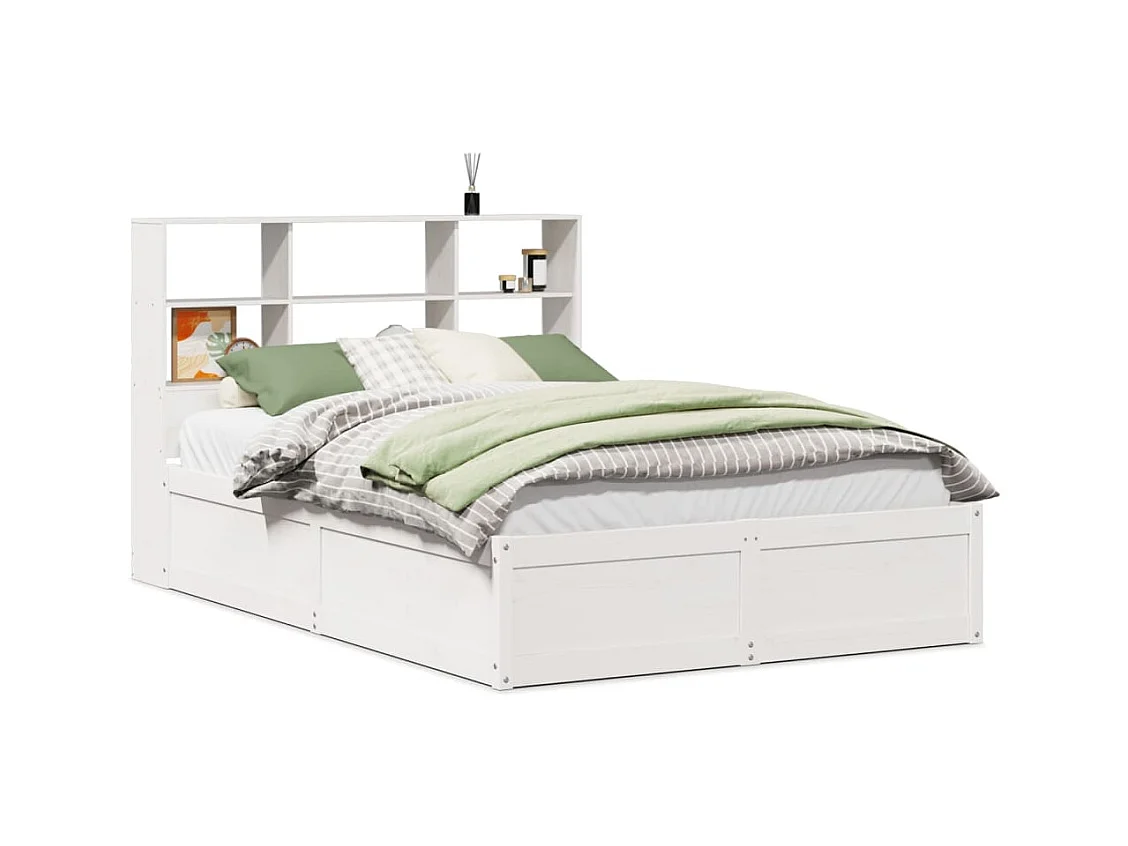 Cadre de lit sans matelas blanc 120x200 cm bois de pin massif