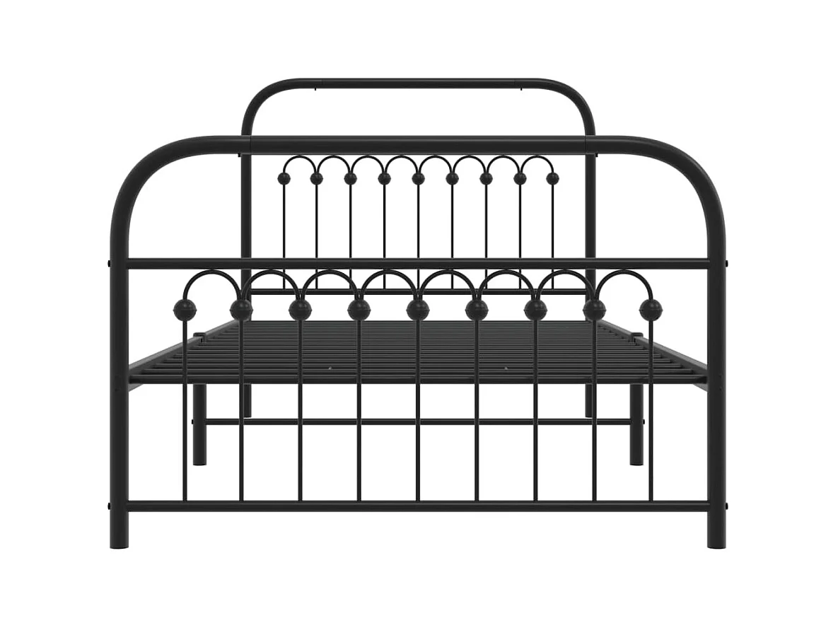 Cadre de lit métal sans matelas avec pied de lit noir 100x190cm