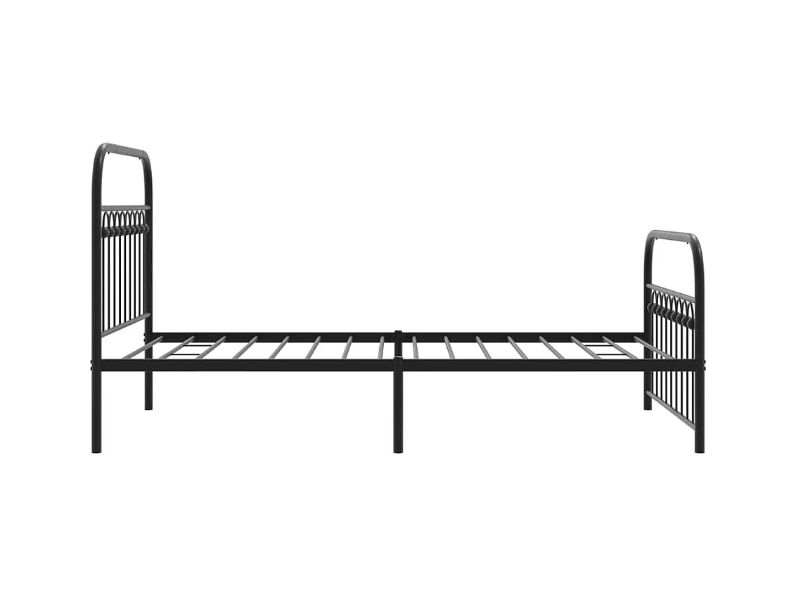 Cadre de lit métal sans matelas avec pied de lit noir 100x190cm