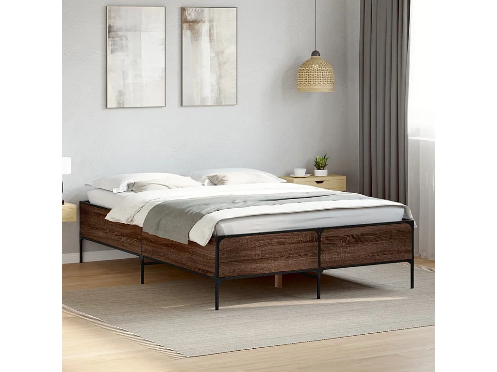 Cadre de lit sans matelas chêne marron 140x200 cm