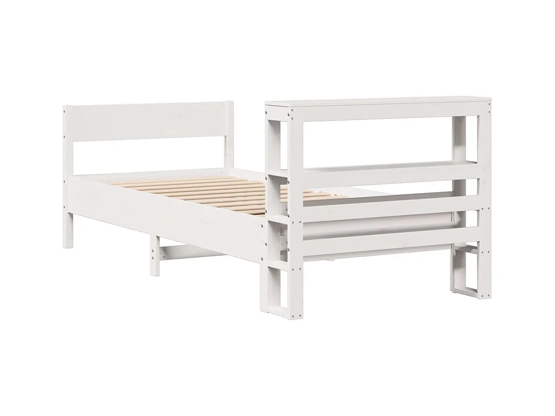 Massivholzbett ohne Matratze Weiß 75x190 cm Kiefernholz