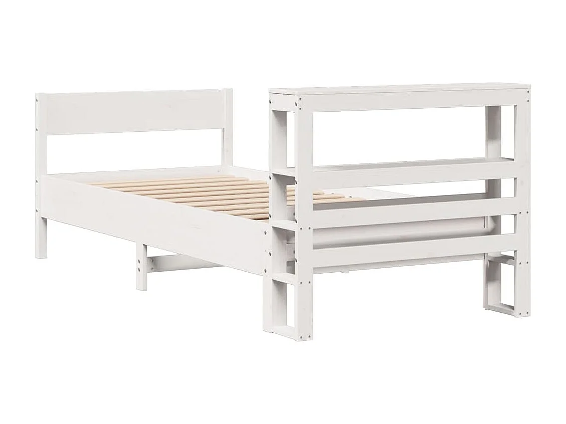 Letto senza Materasso Bianco 75x190 in Legno Massello di Pino