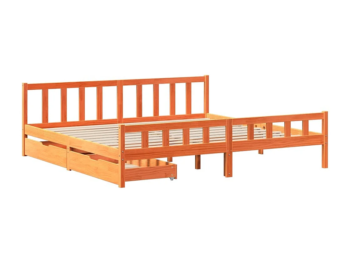 Massivholzbett ohne Matratze Wachsbraun 180x200 Kiefernholz