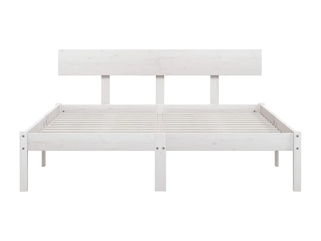 Cadre de lit sans matelas blanc bois de pin massif