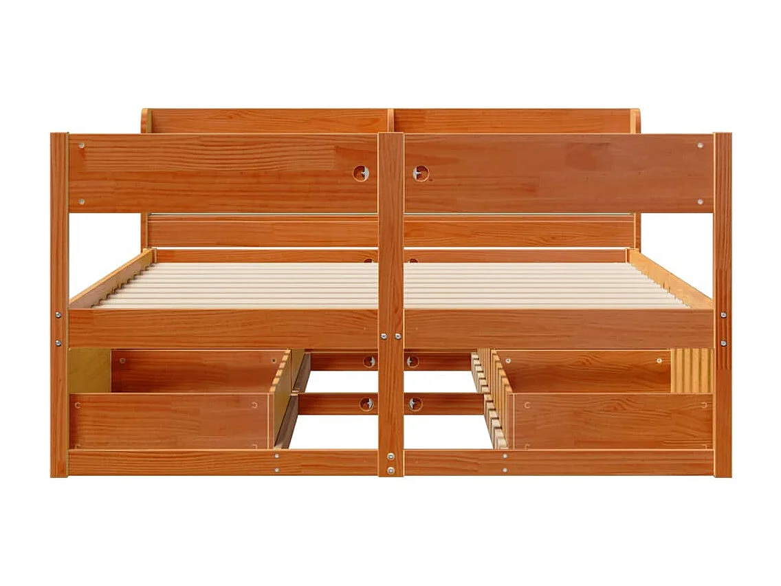 Cadre de lit sans matelas cire marron 120x200cm bois pin massif