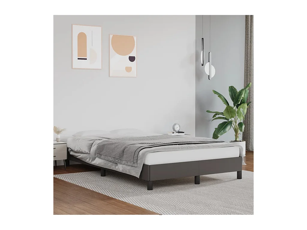 Estructura de cama sin colchón cuero sintético gris 120x190 cm