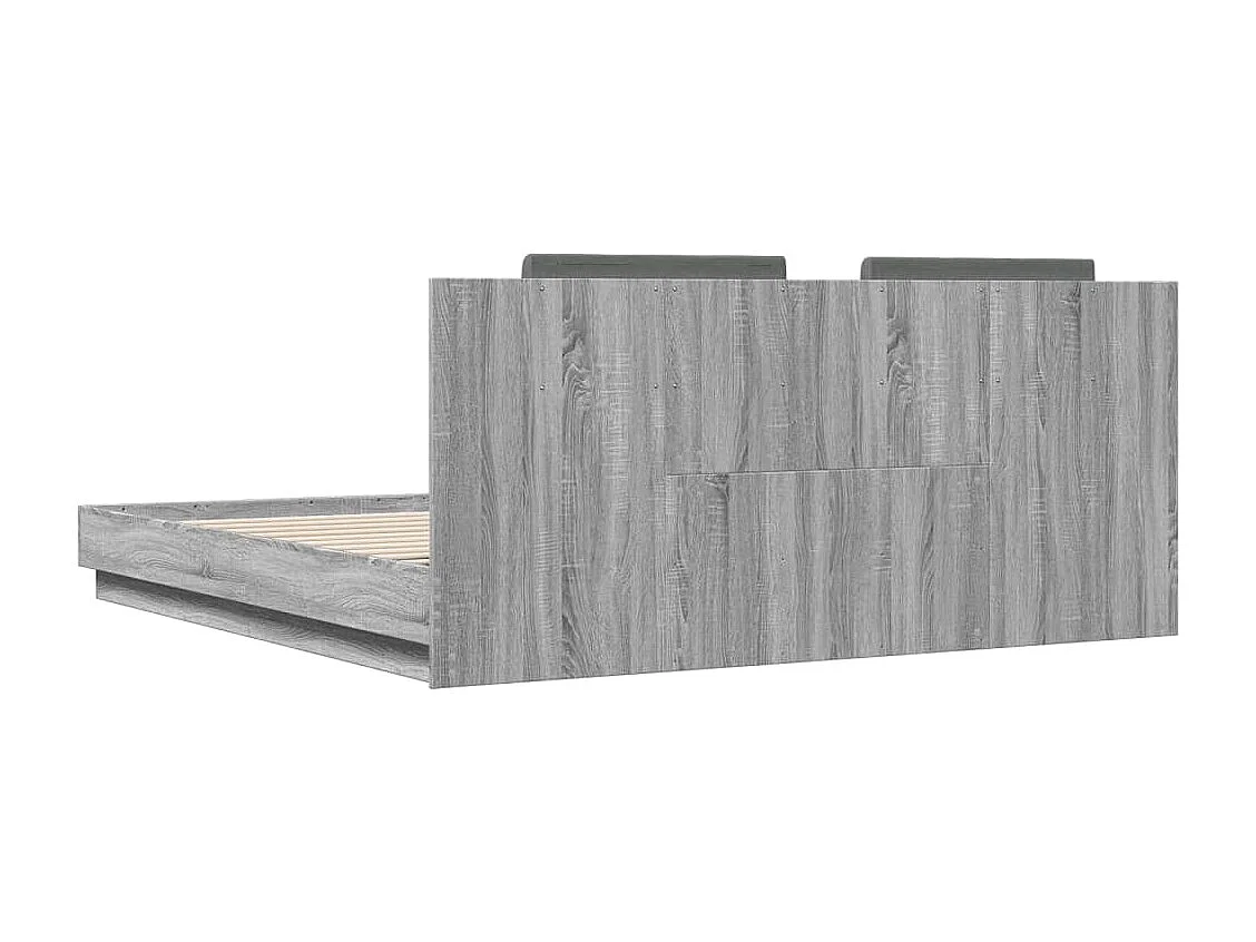 Bettgestell mit Kopfteil Grau Sonoma 160x200 cm Holzwerkstoff