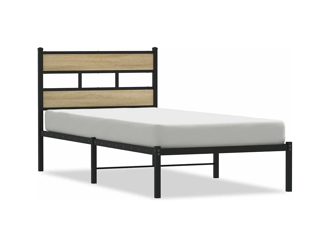Cadre de lit en métal sans matelas chêne sonoma 90x200 cm