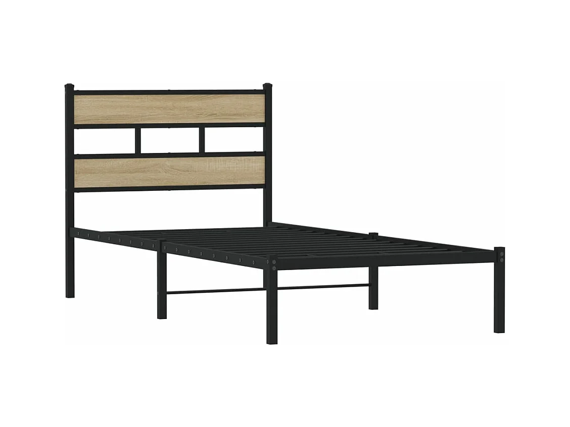 Cadre de lit en métal sans matelas chêne sonoma 90x200 cm
