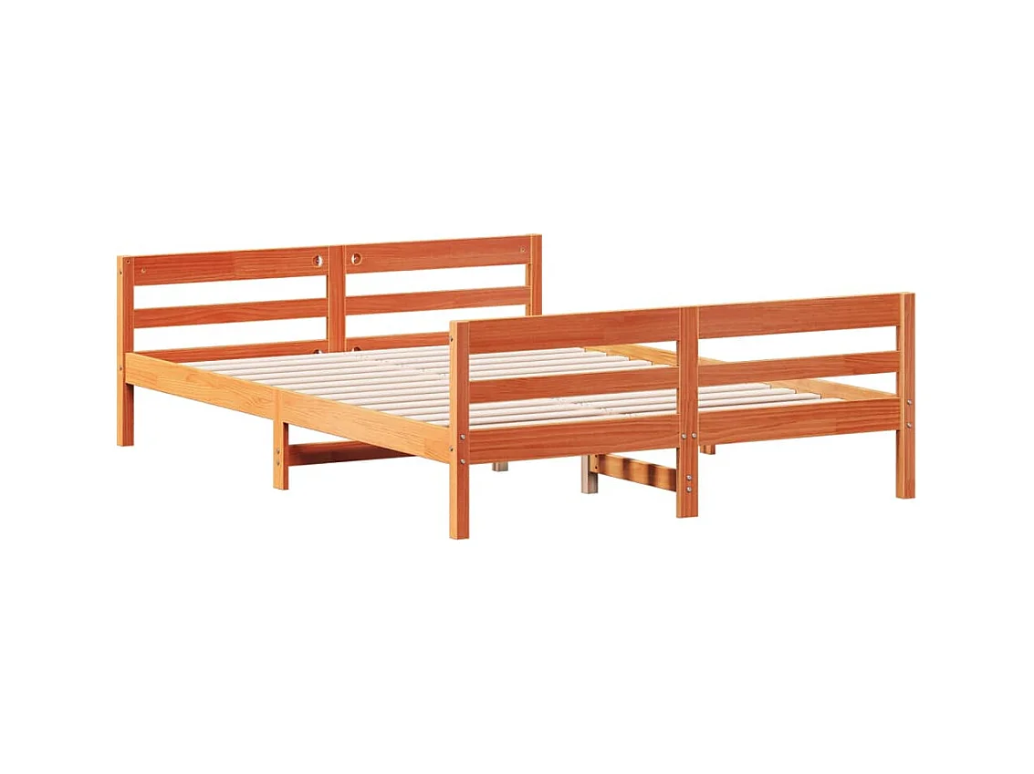 Cadre de lit sans matelas cire marron 140x200cm bois pin massif