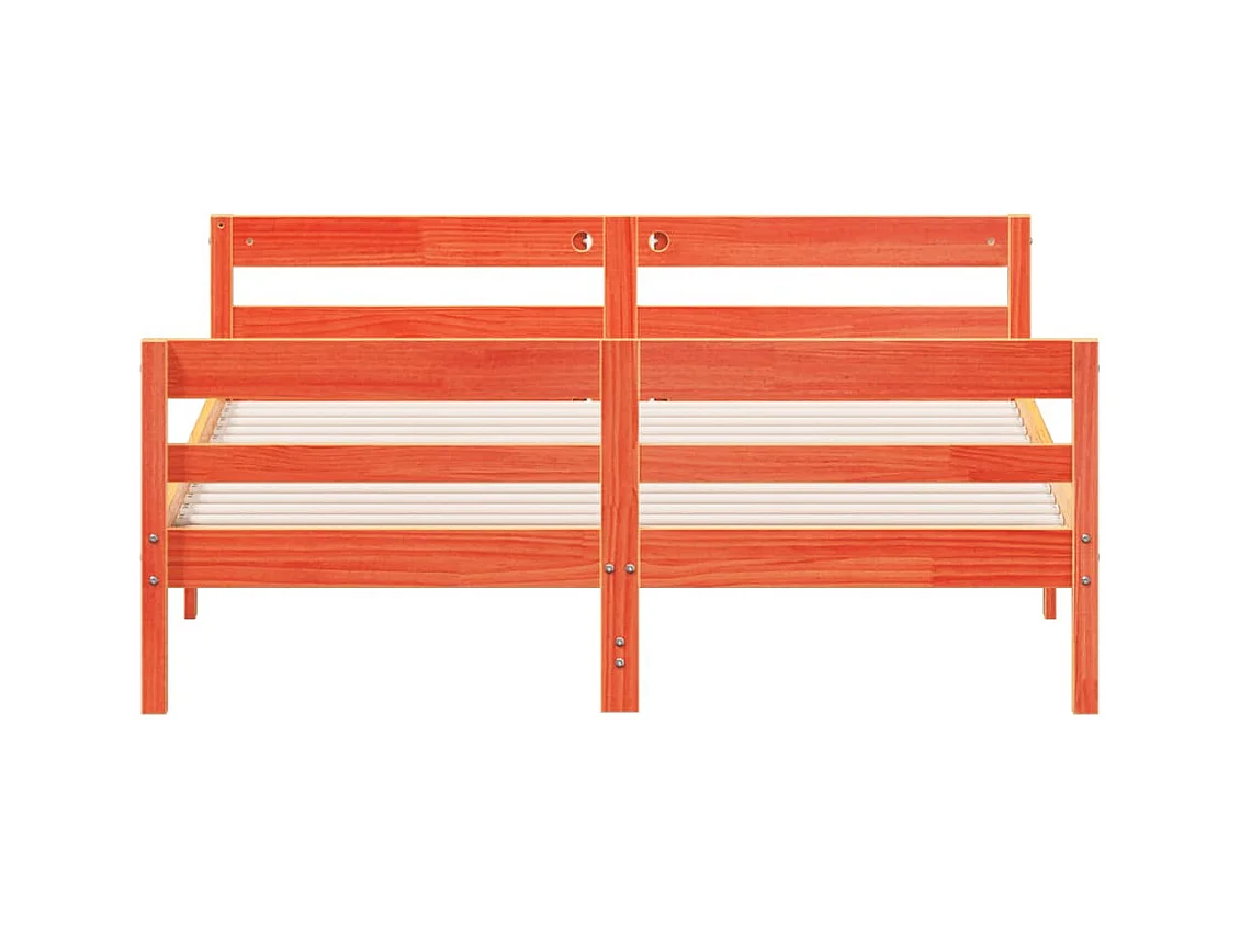 Cadre de lit sans matelas cire marron 140x200cm bois pin massif