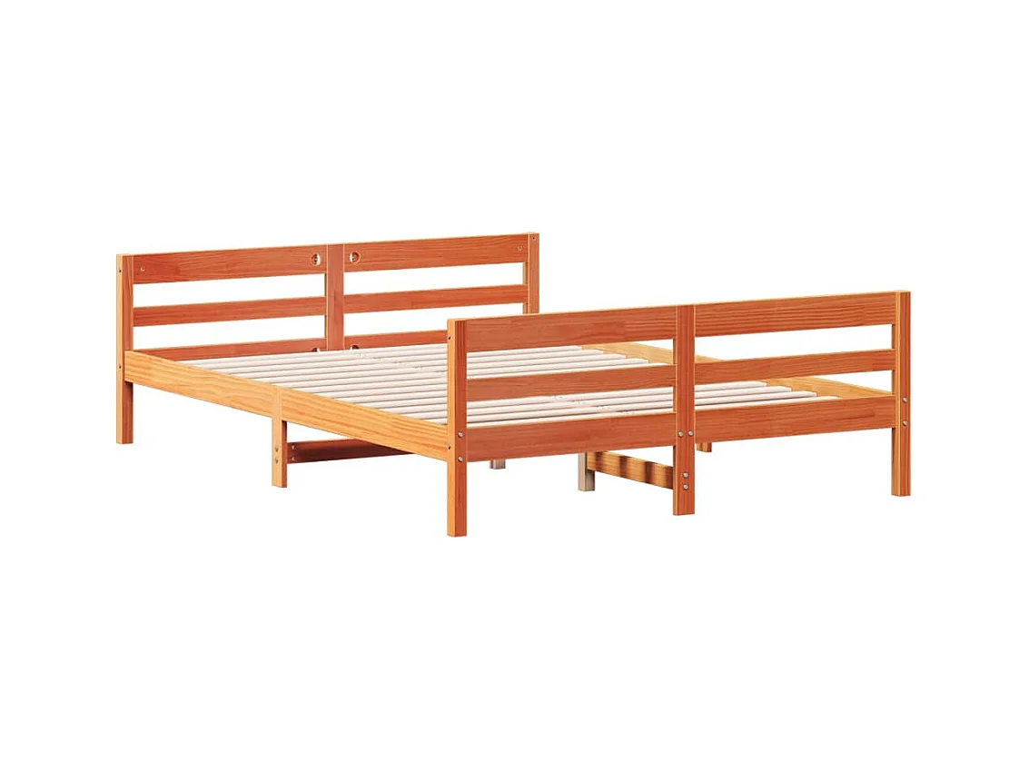 Cadre de lit sans matelas cire marron 140x200cm bois pin massif