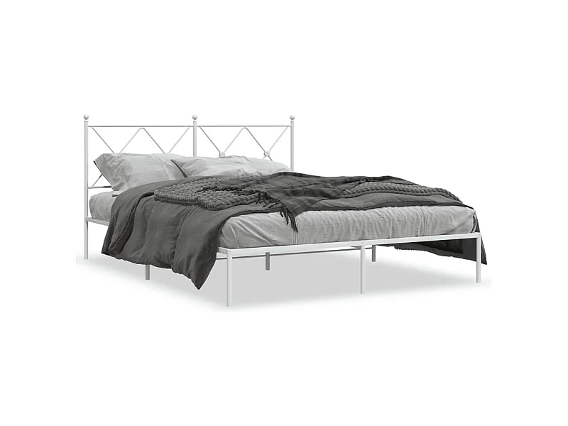 Giroletto con Testiera Metallo Bianco 160x200 cm