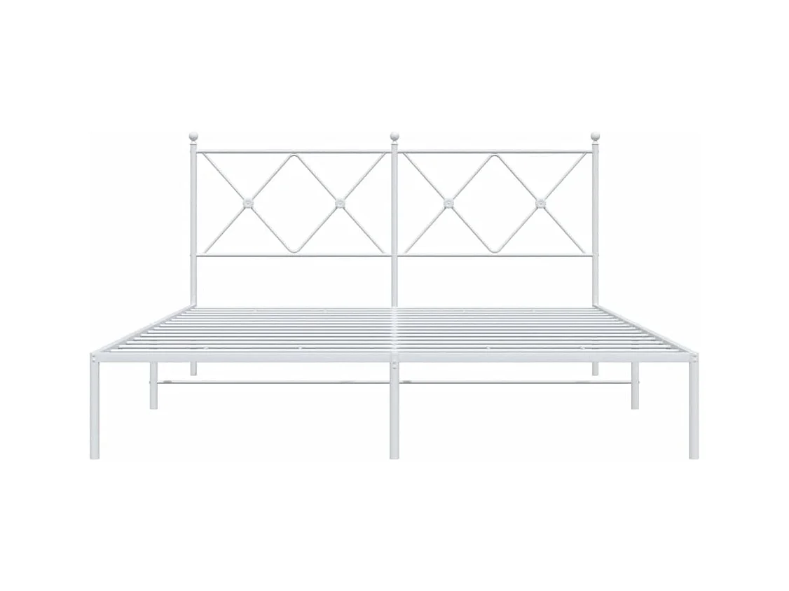 Cadre de lit métal sans matelas et tête de lit blanc 160x200 cm