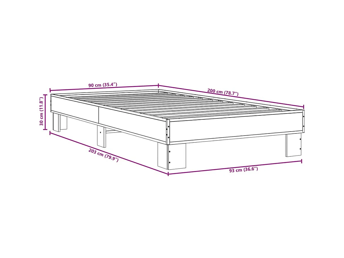 Cadre de lit métal sans matelas et tête de lit blanc 160x200 cm
