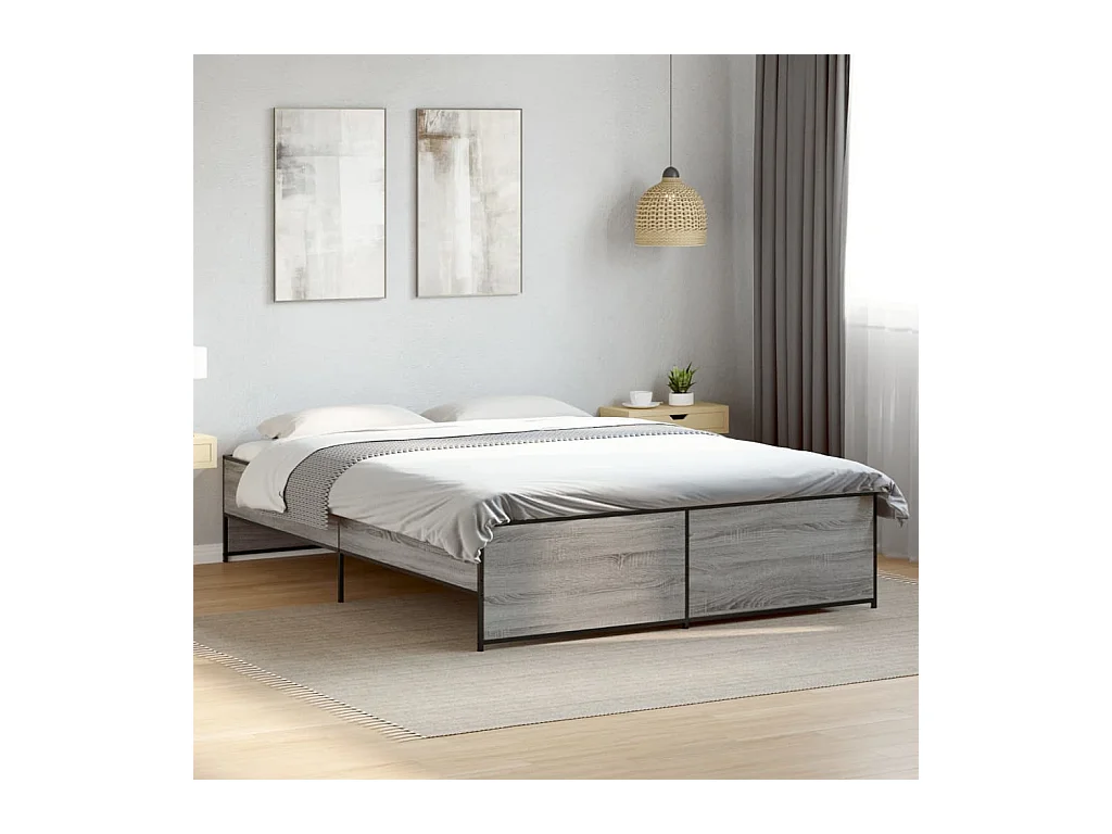 Cadre de lit sans matelas sonoma gris 160x200 cm