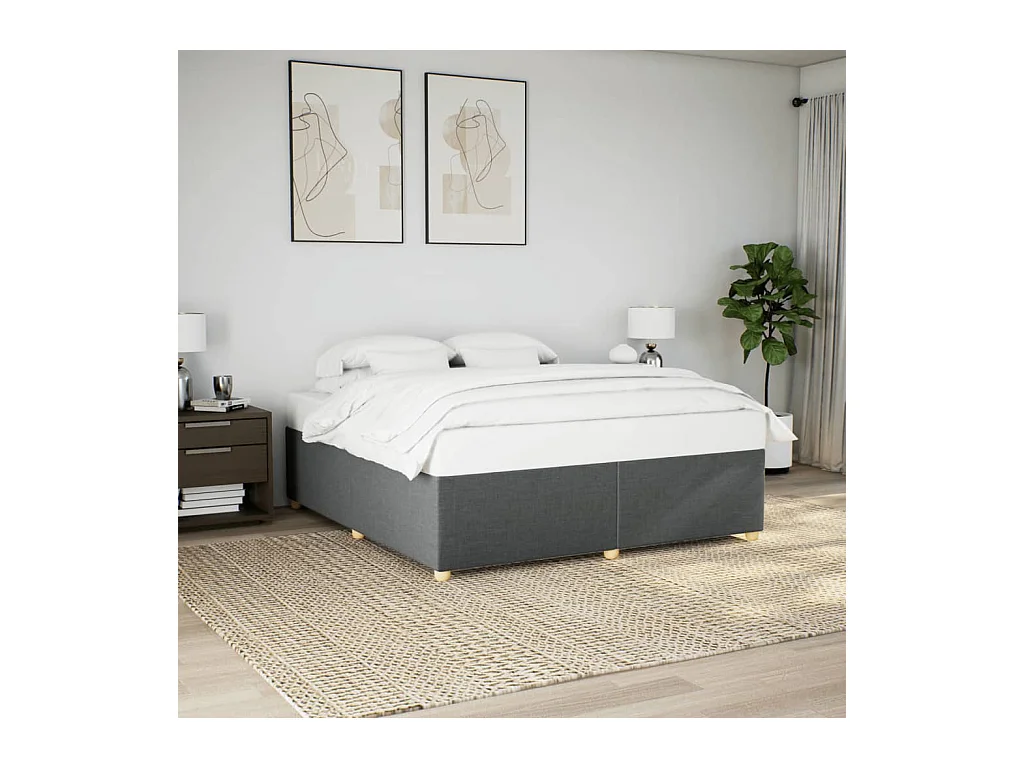 Cadre de lit sans matelas gris foncé 180x200 cm tissu