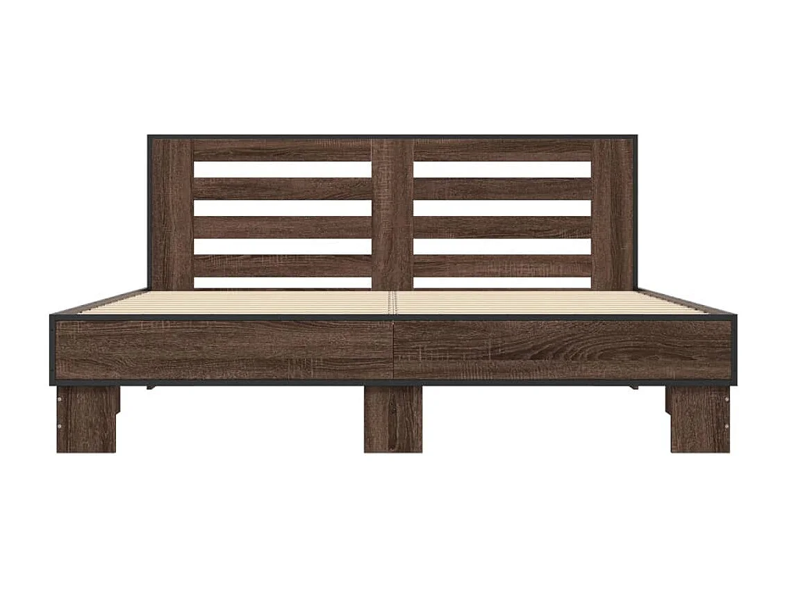 Bettgestell Braun Eichen-Optik 150x200 cm Holzwerkstoff Metall