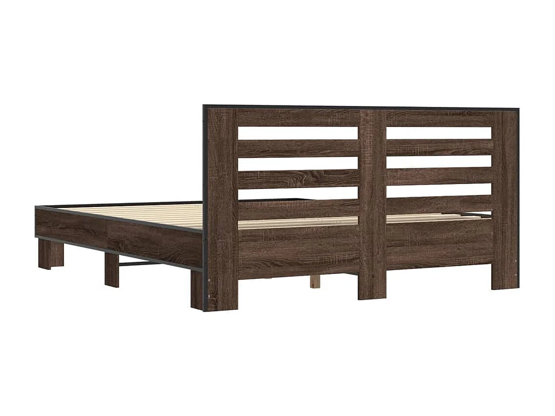 Bettgestell Braun Eichen-Optik 150x200 cm Holzwerkstoff Metall