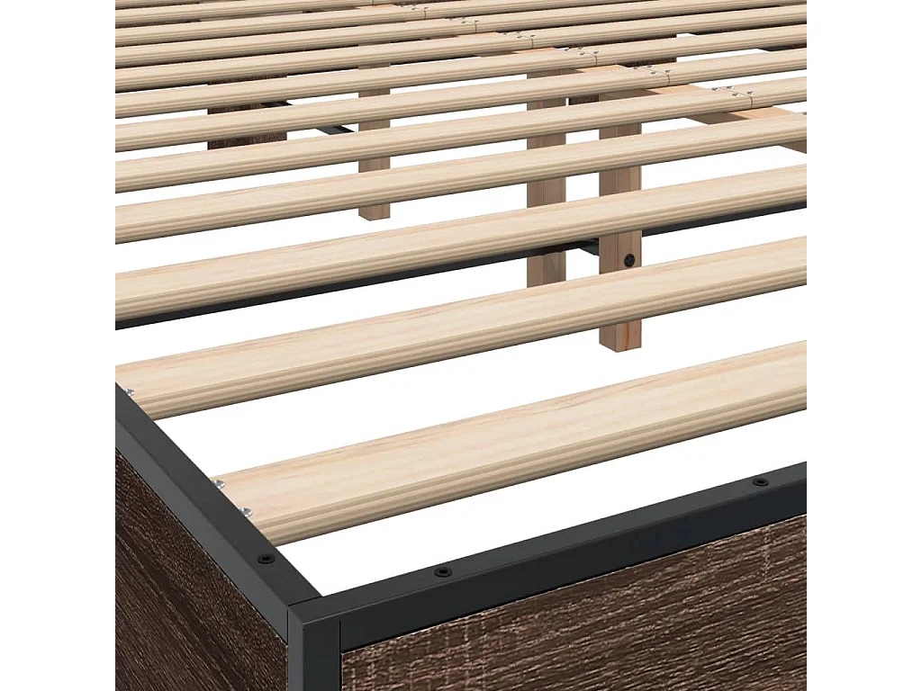 Bettgestell Braun Eichen-Optik 150x200 cm Holzwerkstoff Metall