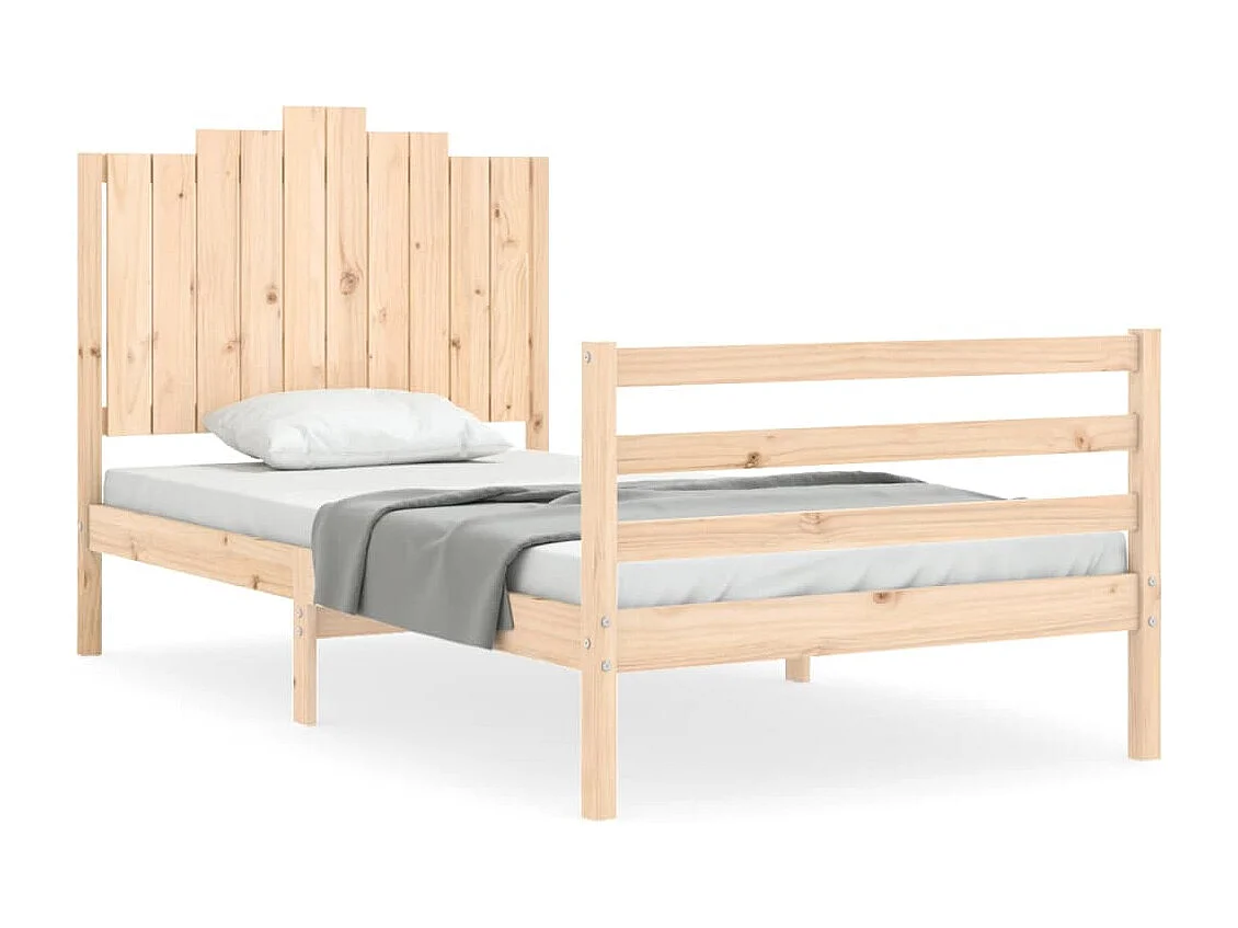 Estrutura de cama com cabeceira 100x200 cm madeira maciça