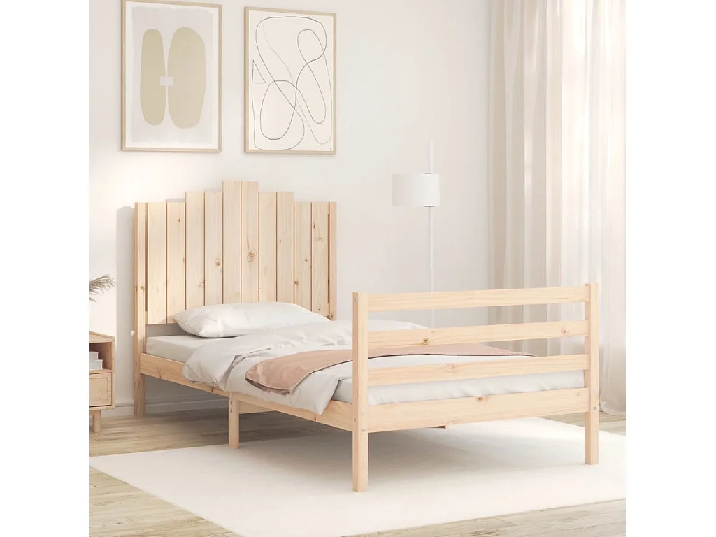 Estrutura de cama com cabeceira 100x200 cm madeira maciça