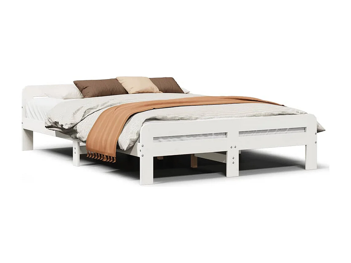 Letto senza Materasso Bianco 150x200 cm Legno Massello di Pino