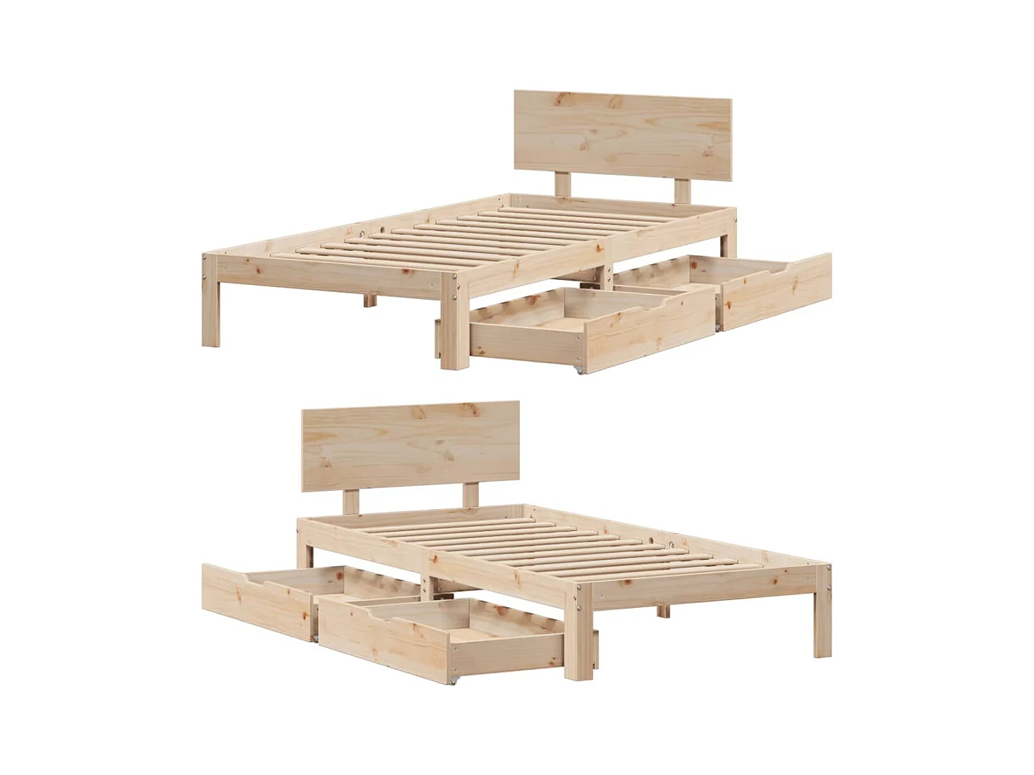 Cadre de lit avec tiroirs sans matelas 90x190 cm