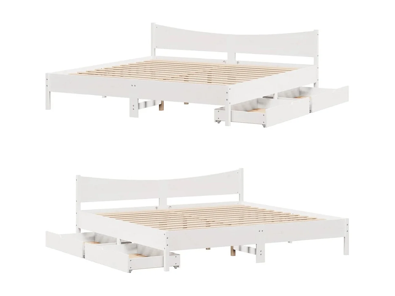 Cadre de lit avec tiroirs blanc 180x200 cm bois de pin massif