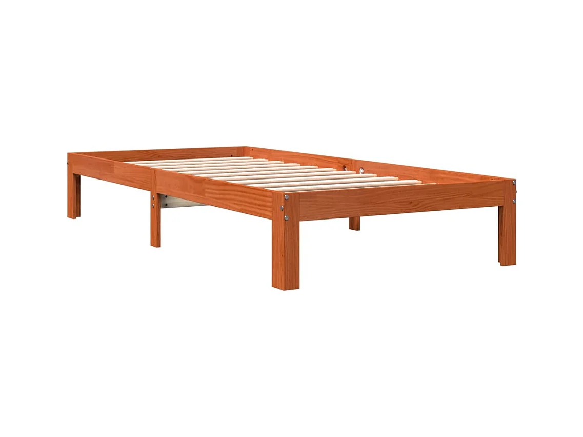 Cadre de lit sans matelas cire marron 75x190 cm bois pin massif
