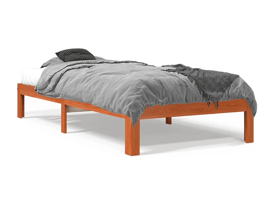 Cadre de lit sans matelas cire marron 75x190 cm bois pin massif