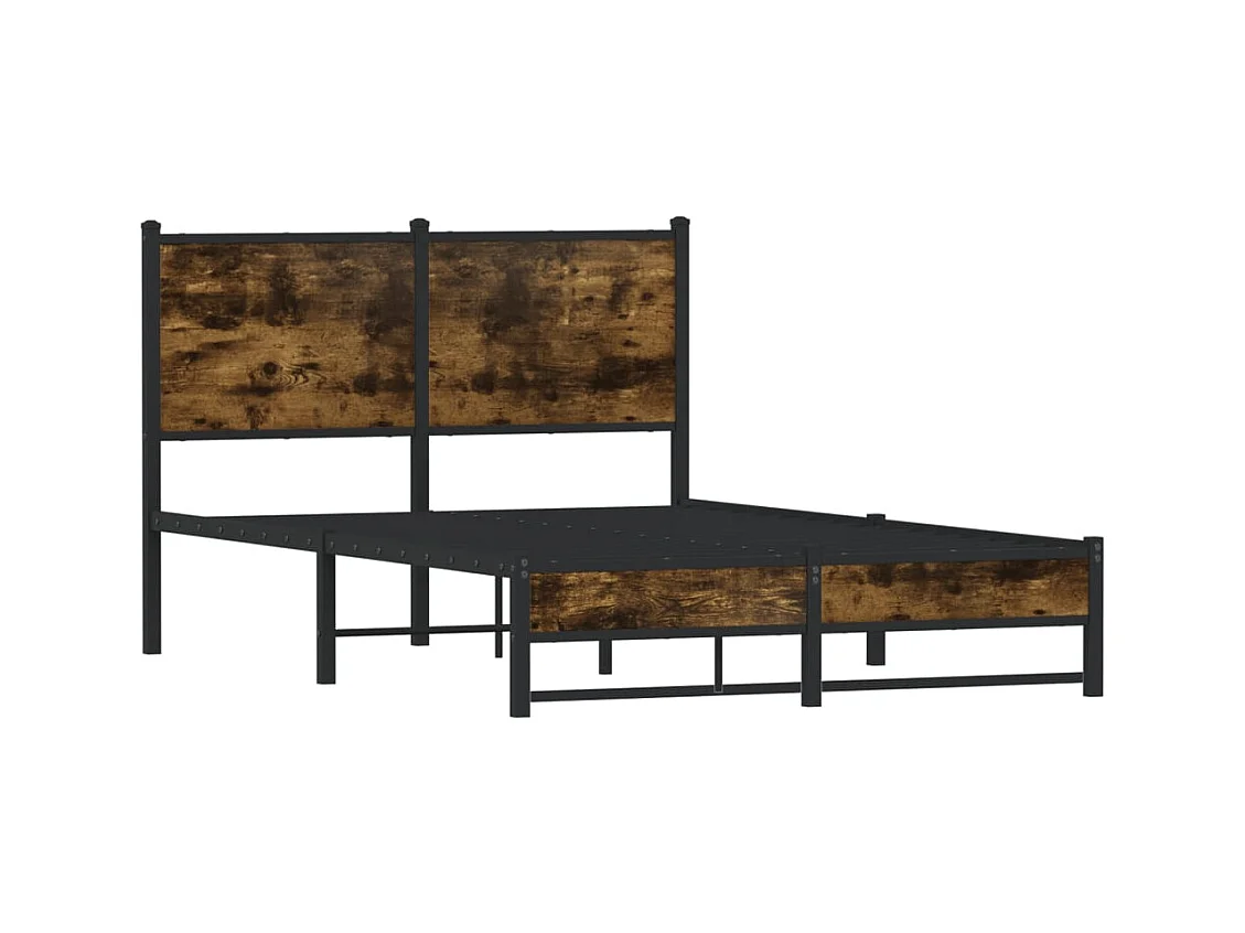 Cadre de lit en métal sans matelas chêne fumé 120x190 cm
