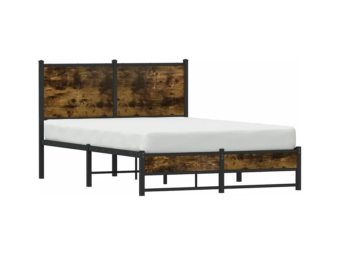 Cadre de lit en métal sans matelas chêne fumé 120x190 cm