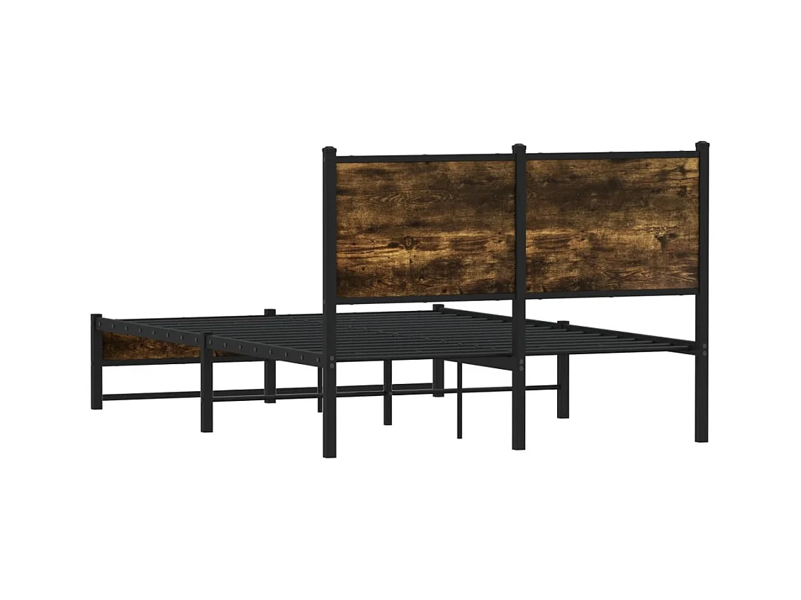 Cadre de lit en métal sans matelas chêne fumé 120x190 cm